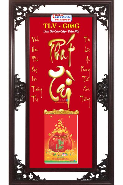 Bìa lịch gỗ Phát Tài